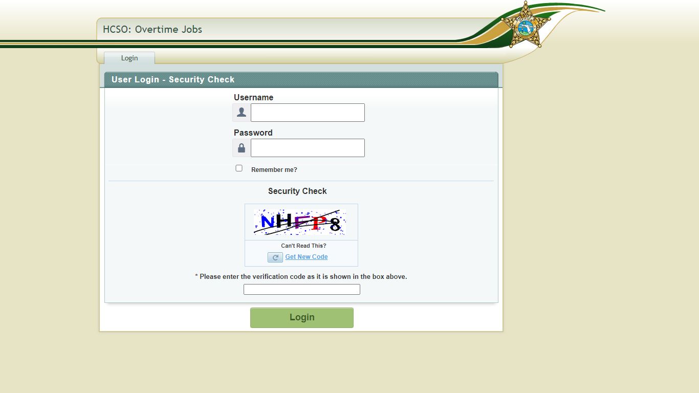 User Login | HCSO Overtime Job